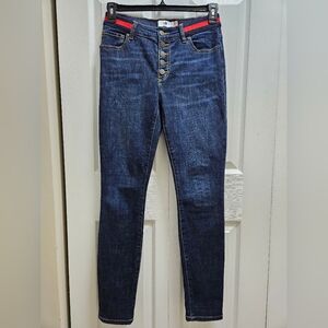 CAbi Jeans Button Fly Skinny Women Size 4 Denim Blue EUC